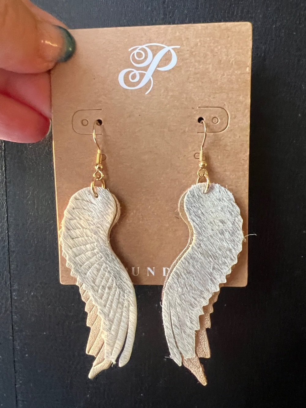 Plunder White and Gold Angel Wing Dangle Earrings
